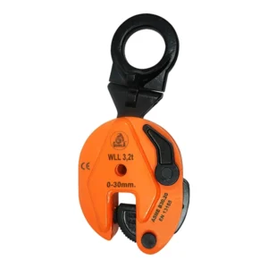 GORILA Vertical plate clamp articulated | 70550lbs / 3,2 ton | Jaw opening 1.2 inch / 30mm | Industrial and heavy duty steel plate clamp for lifting and transporting | Safety factor 4:1 | Since 1989